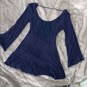 Navy Blue Boho Dress with low-cut back